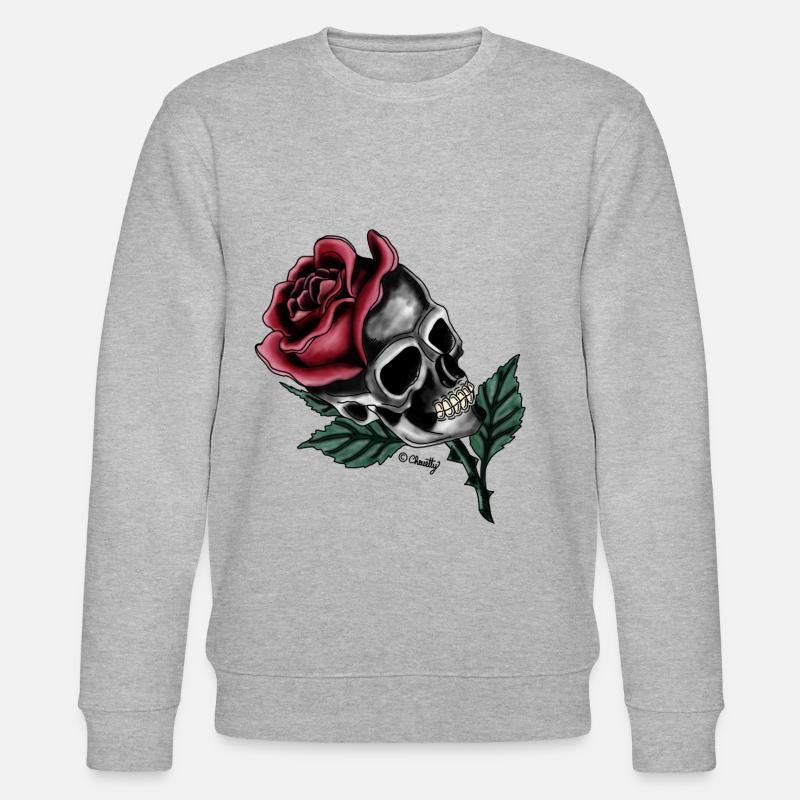 Pink skull // Pink skull - Stanley/Stella CHANGER Unisex Organic Sweatshirt - heather grey