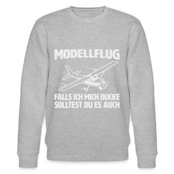 Modellflug RC Flugzeug Modellflieger - Stanley/Stella Unisex Bio-Sweatshirt CHANGER  - Grau meliert - Vorne - Nik (191cm) & Marisol (170cm)