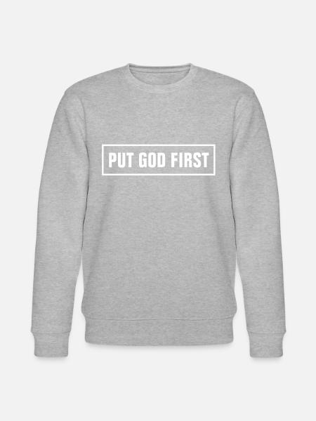 PUT GOD FIRST - Christian - Stanley/Stella Unisex Bio-Sweatshirt CHANGER  - Grau meliert