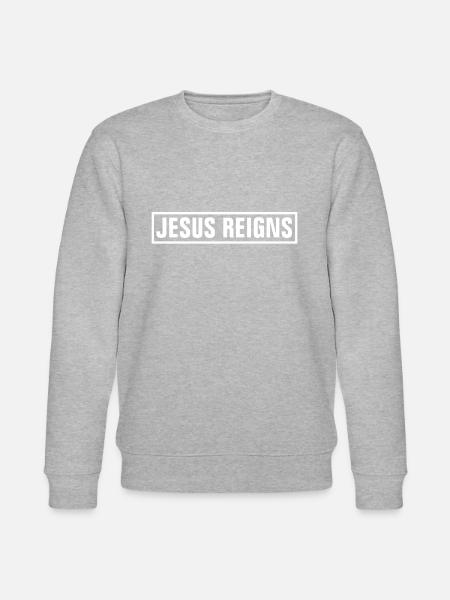 Jesus Reigns - Christian - Stanley/Stella CHANGER Unisex Organic Sweatshirt - heather grey