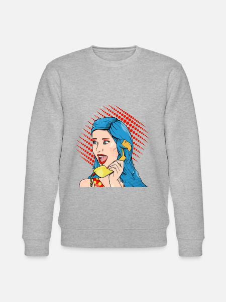 Retro yellow phone - Stanley/Stella CHANGER Unisex Organic Sweatshirt - heather grey