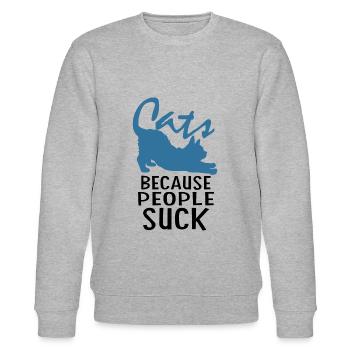 People suck - Stanley/Stella CHANGER Unisex Organic Sweatshirt - heather grey - Front - Nik (191cm) & Marisol (170cm)