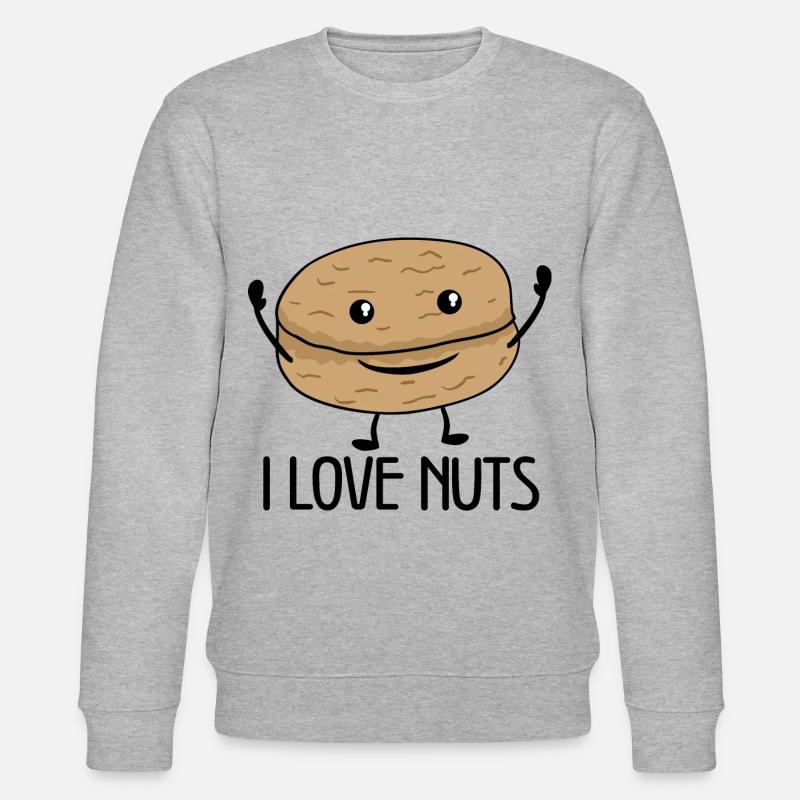 Love Nuts Nutty Walnut Food - Stanley/Stella CHANGER Unisex Organic Sweatshirt - heather grey