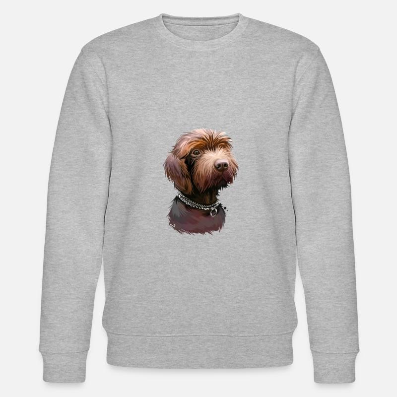 Pudelpointer Hund Aquarell Illustration - Stanley/Stella Unisex Bio-Sweatshirt CHANGER - Grau meliert