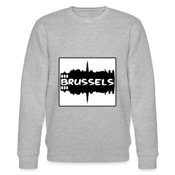 Bruxelles Belgique Skyline Silhouette Travel Souveni - Sweat bio CHANGER Stanley/Stella Unisexe - gris chiné - Devant - Nik (191cm) & Marisol (170cm)