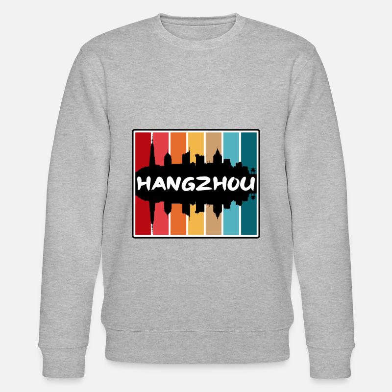 Hangzhou China Skyline Silhouette Reise Souvenir - Stanley/Stella Unisex Bio-Sweatshirt CHANGER - Grau meliert