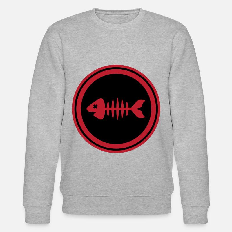 Fish Symbol Bone Bones - Stanley/Stella CHANGER Unisex Organic Sweatshirt - heather grey