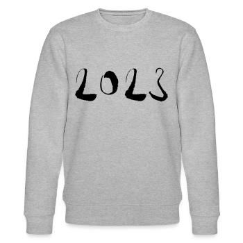 2023 - Jahr - Jahreswechsel - Stanley/Stella Unisex Bio-Sweatshirt CHANGER  - Grau meliert - Vorne - Nik (191cm) & Marisol (170cm)