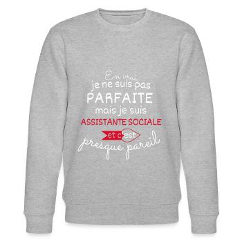 Pas parfaite mais Assistante sociale - Sweat bio CHANGER Stanley/Stella Unisexe - gris chiné - Devant - Nik (191cm) & Marisol (170cm)