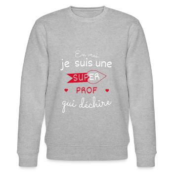 Super Prof qui Déchire - Sweat bio CHANGER Stanley/Stella Unisexe - gris chiné - Devant - Nik (191cm) & Marisol (170cm)