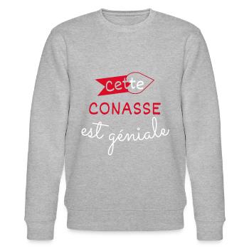 Conasse Géniale cadeau - Sweat bio CHANGER Stanley/Stella Unisexe - gris chiné - Devant - Nik (191cm) & Marisol (170cm)