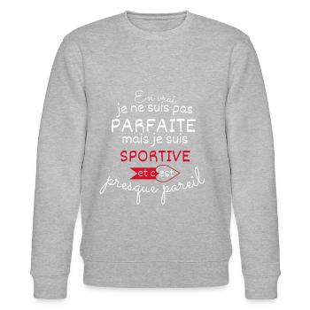 Pas parfaite mais sportive - Sweat bio CHANGER Stanley/Stella Unisexe - gris chiné - Devant - Nik (191cm) & Marisol (170cm)