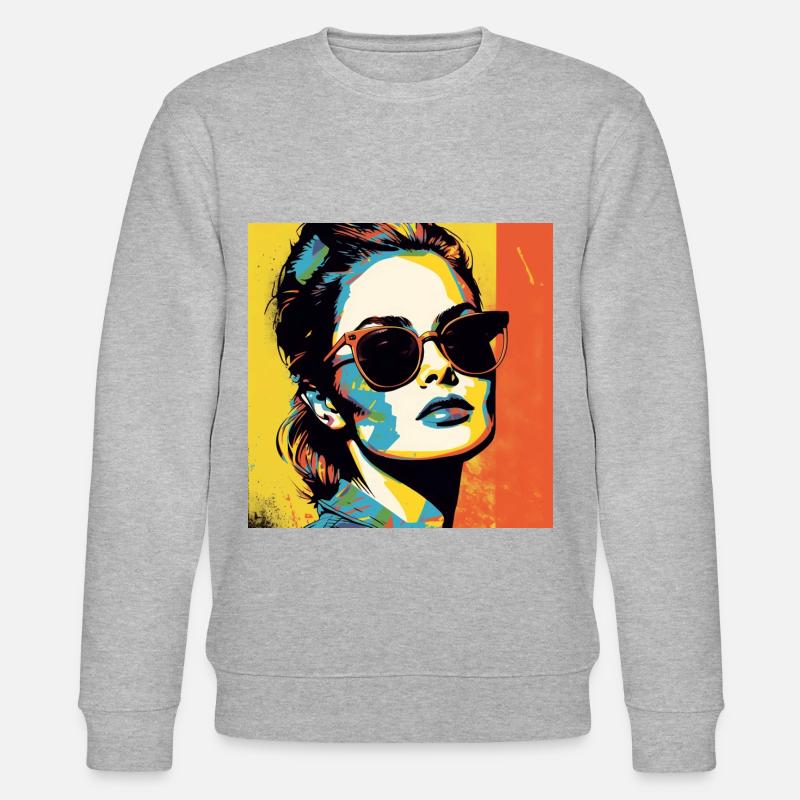 Pop Art Coole Frau - Stanley/Stella Unisex Bio-Sweatshirt CHANGER  - Grau meliert