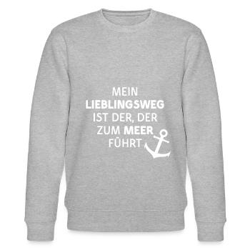 LIEBLINGSWEG MEER ERHOLUNG URLAUB AUSZEIT ANKER - Stanley/Stella Unisex Bio-Sweatshirt CHANGER  - Grau meliert - Vorne - Nik (191cm) & Marisol (170cm)