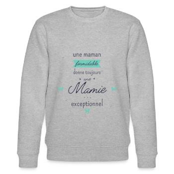 T shirt pour Grand Mère Une Mamie Exceptionnelle - Sweat bio CHANGER Stanley/Stella Unisexe - gris chiné - Devant - Nik (191cm) & Marisol (170cm)
