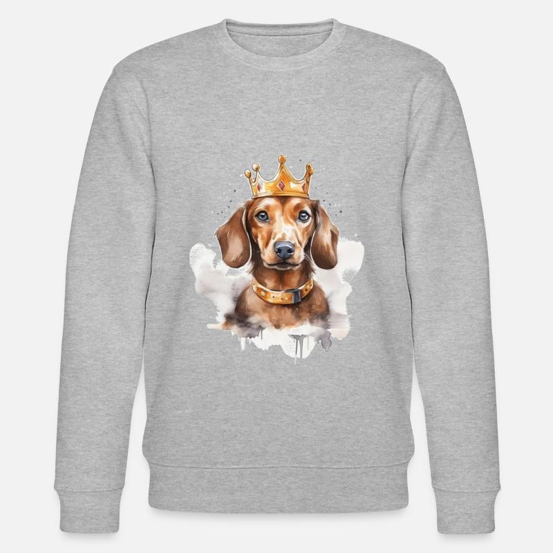 Dackel mit Krone - Stanley/Stella Unisex Bio-Sweatshirt CHANGER  - Grau meliert