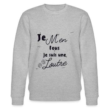 Es ist mir egal, ich bin ein Ottergeschenk - Stanley/Stella Unisex Bio-Sweatshirt CHANGER  - Grau meliert - Vorne - Nik (191cm) & Marisol (170cm)