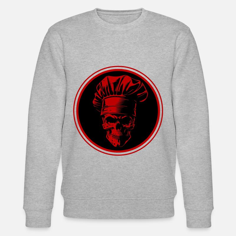 Koch Totenkopf Chef - Stanley/Stella Unisex Bio-Sweatshirt CHANGER  - Grau meliert