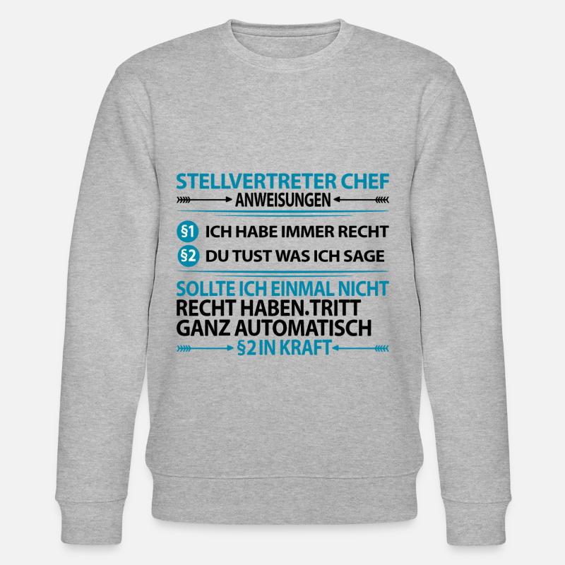 Stellvertreter Chef Stellvertretung Anweisungen - Stanley/Stella Unisex Bio-Sweatshirt CHANGER  - Grau meliert