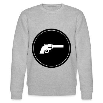waffe symbol pistole - Stanley/Stella Unisex Bio-Sweatshirt CHANGER  - Grau meliert - Vorne - Nik (191cm) & Marisol (170cm)