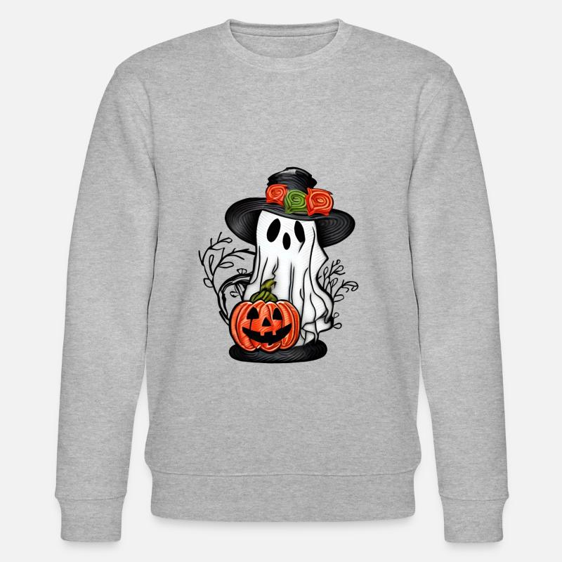 Geist mit einem Kürbis 2 - Stanley/Stella Unisex Bio-Sweatshirt CHANGER - Grau meliert
