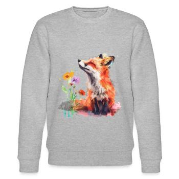 Aquarell Fuchs, Fuchs - Stanley/Stella Unisex Bio-Sweatshirt CHANGER  - Grau meliert - Vorne - Nik (191cm) & Marisol (170cm)