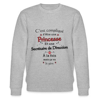 Princesse Secrétaire de Direction - Sweat bio CHANGER Stanley/Stella Unisexe - gris chiné - Devant - Nik (191cm) & Marisol (170cm)