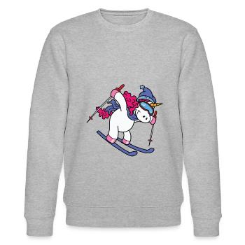 Cadeau de t-shirt de vacances de ski de Licorne Amant de la Licorne - Sweat bio CHANGER Stanley/Stella Unisexe - gris chiné - Devant - Nik (191cm) & Marisol (170cm)