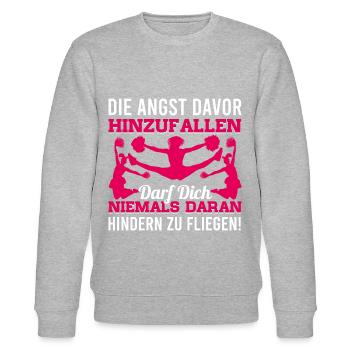 DIE ANGST DAVOR HINZUFALLEN DARF DICH NIEMALS ... - Stanley/Stella Unisex Bio-Sweatshirt CHANGER  - Grau meliert - Vorne - Nik (191cm) & Marisol (170cm)