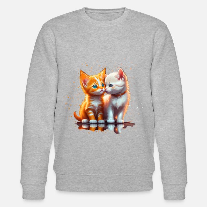Verliebte Kätzchen - Stanley/Stella Unisex Bio-Sweatshirt CHANGER  - Grau meliert