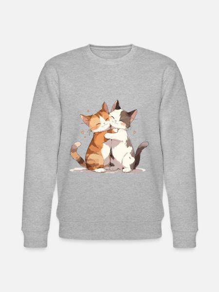 Cats, Love, Hug, Cuddle, Heart, Sweet, Cute - Stanley/Stella CHANGER Unisex Organic Sweatshirt - heather grey