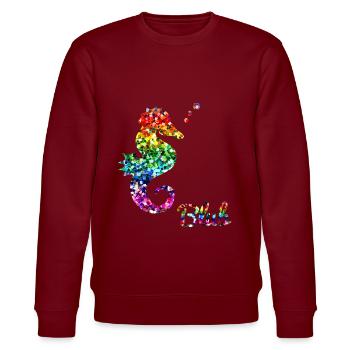 Rainbow seahorse - Stanley/Stella CHANGER Unisex Organic Sweatshirt - burgundy - Front - Nik (191cm) & Marisol (170cm)