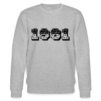1981 Geburtsjahr Geschenk - Stanley/Stella Unisex Bio-Sweatshirt CHANGER  - Grau meliert - Vorne - Nik (191cm) & Marisol (170cm)