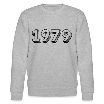 1979 Jahrgang Baujahr Geschenkidee - Stanley/Stella Unisex Bio-Sweatshirt CHANGER  - Grau meliert - Vorne - Nik (191cm) & Marisol (170cm)