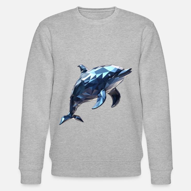 Geometric Style Dolphin - Stanley/Stella Unisex Bio-Sweatshirt CHANGER  - Grau meliert