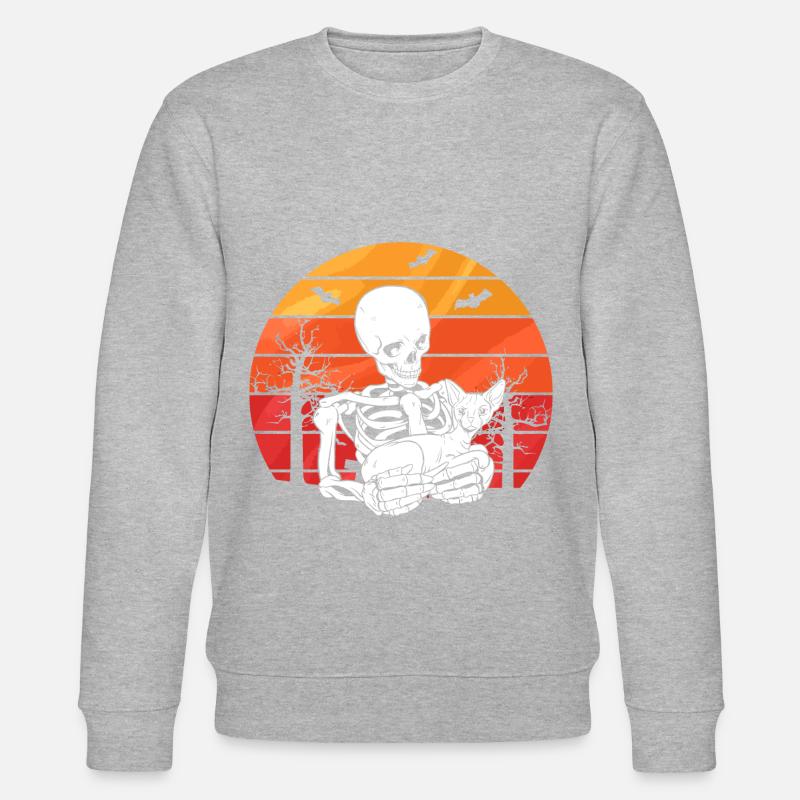 Skeleton Sphynx Cat - Stanley/Stella CHANGER Unisex Organic Sweatshirt - heather grey