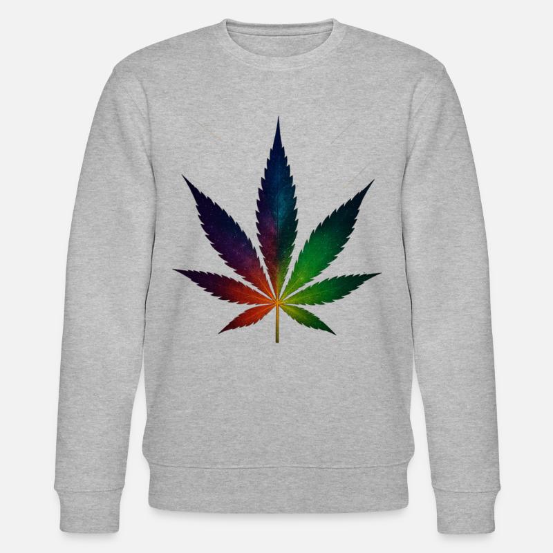 Galaxy Hanfblatt mit Sternschnuppen - Stanley/Stella Unisex Bio-Sweatshirt CHANGER  - Grau meliert