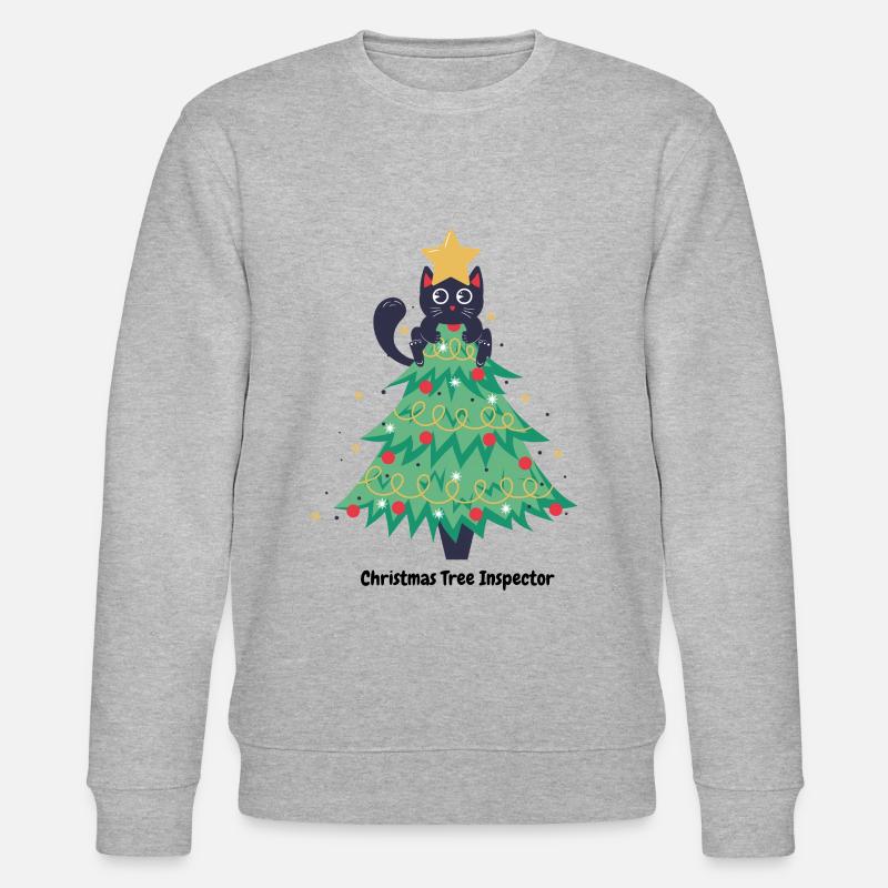 pull de noël chat dans sapin - Sweat bio CHANGER Stanley/Stella Unisexe - gris chiné