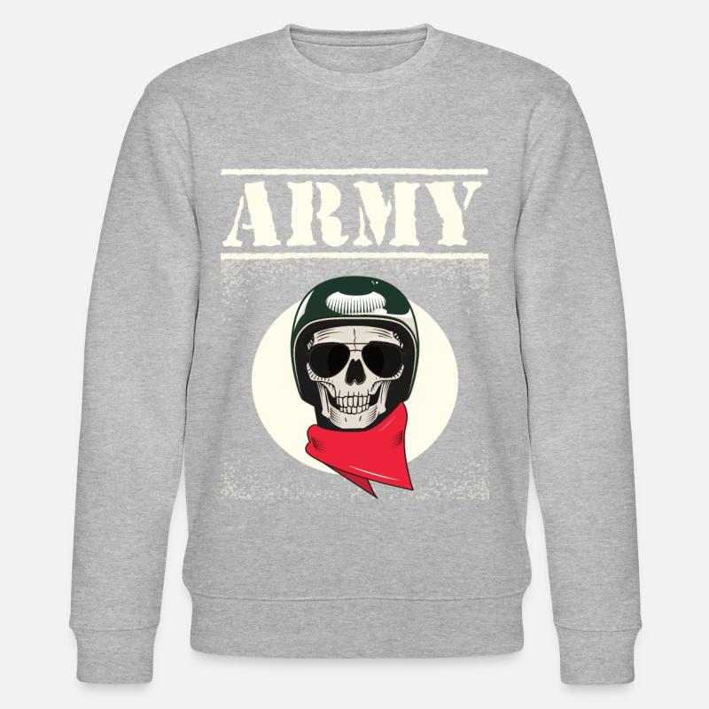 Crâne de rocker armée - Sweat bio CHANGER Stanley/Stella Unisexe - gris chiné