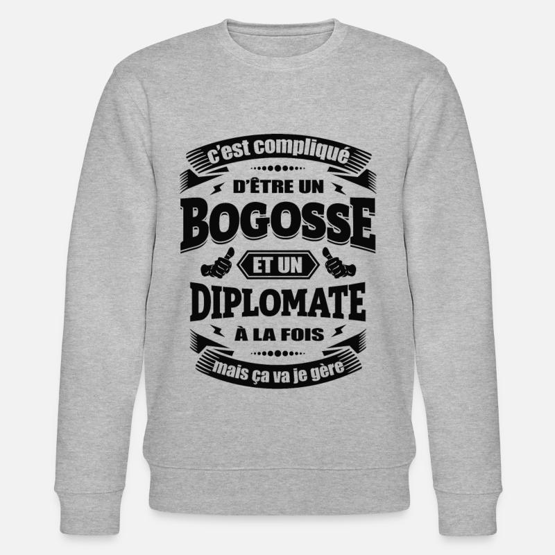 BOGOSSE ET DIPLOMATE - Sweat bio CHANGER Stanley/Stella Unisexe - gris chiné