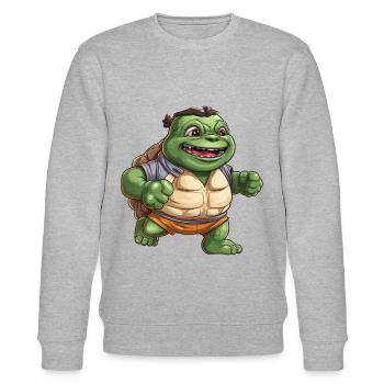 Funny Laughing Turtle - Cheerful Design - Stanley/Stella CHANGER Unisex Organic Sweatshirt - heather grey - Front - Nik (191cm) & Marisol (170cm)