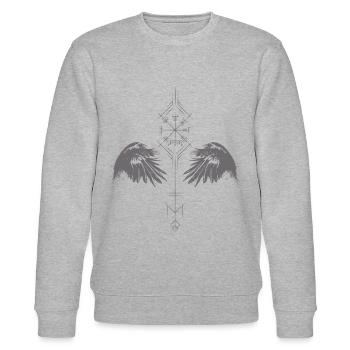 Boussole viking Odin Raben Vegvisir Hugin Munin - Sweat bio CHANGER Stanley/Stella Unisexe - gris chiné - Devant - Nik (191cm) & Marisol (170cm)
