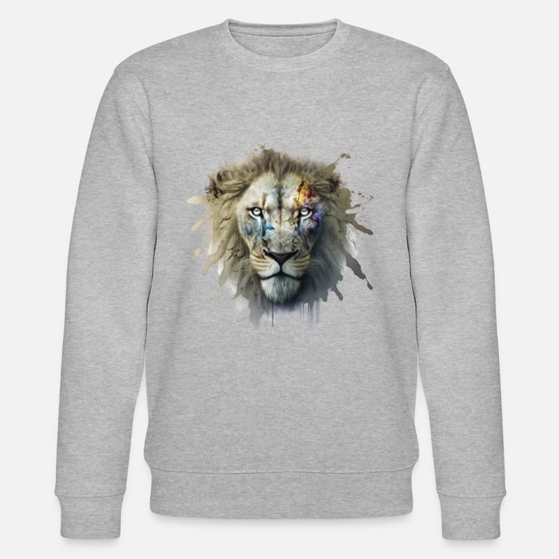 Untot-Löwe: Furchterregender Herrscher der Savanne - Stanley/Stella Unisex Bio-Sweatshirt CHANGER  - Grau meliert