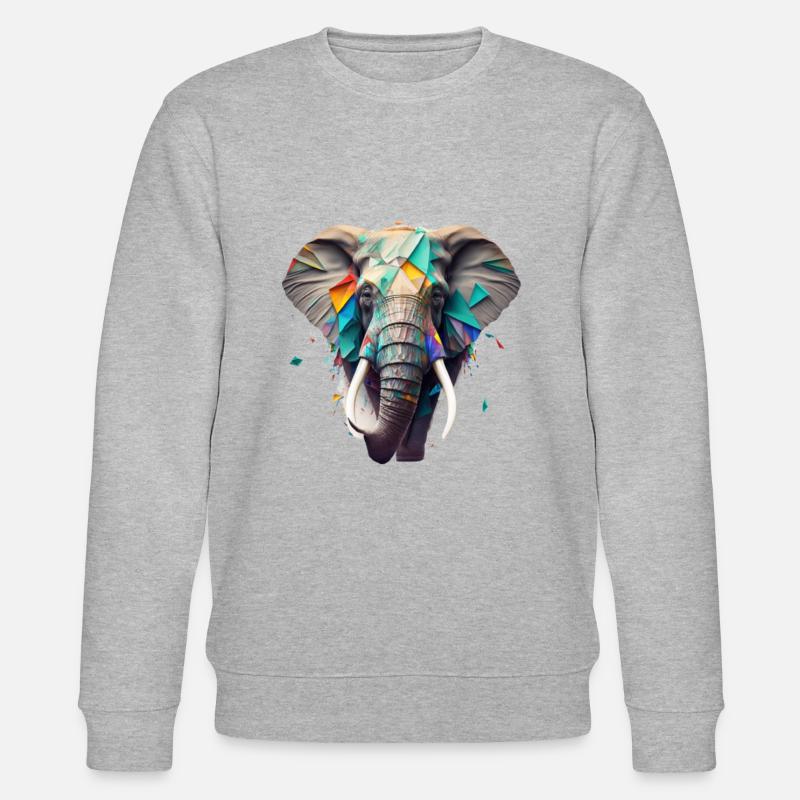 One with Nature - Elephant - Stanley/Stella CHANGER Unisex Organic Sweatshirt - heather grey