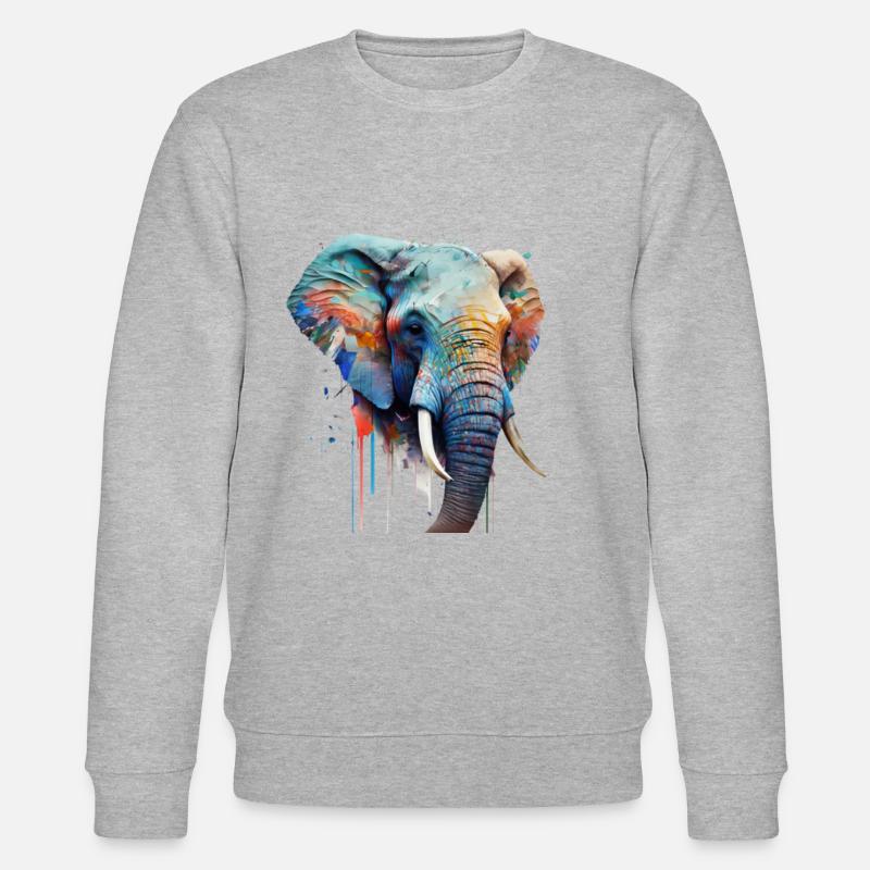 Wild und frei - Elefant - Stanley/Stella Unisex Bio-Sweatshirt CHANGER - Grau meliert
