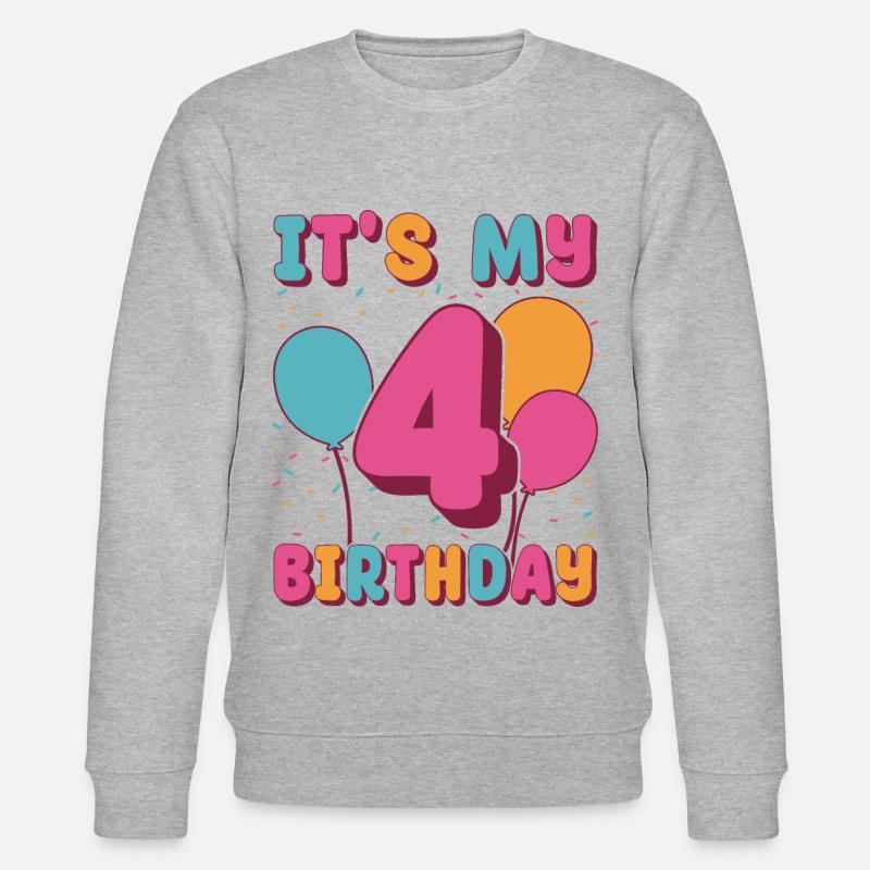 C’est mon 4e anniversaire - Sweat bio CHANGER Stanley/Stella Unisexe - gris chiné