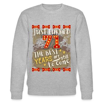 71. Geburtstag 71 Jahre alt Vintage-Design, Spruch - Stanley/Stella Unisex Bio-Sweatshirt CHANGER  - Grau meliert - Vorne - Nik (191cm) & Marisol (170cm)