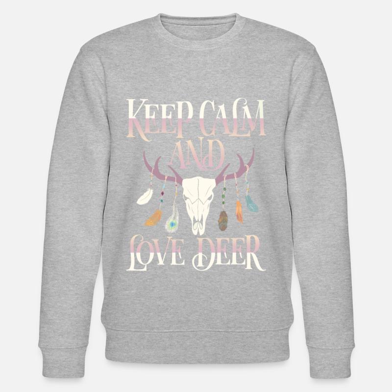 Hirschgeweih, Hirsche, Keep-Calm Spruch - Stanley/Stella Unisex Bio-Sweatshirt CHANGER  - Grau meliert
