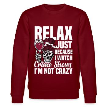 True Crime - Stanley/Stella CHANGER Unisex Organic Sweatshirt - burgundy - Front - Nik (191cm) & Marisol (170cm)