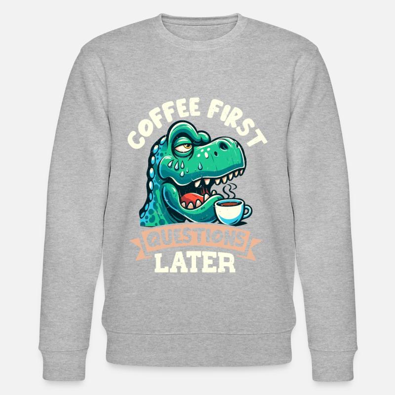 Dinosaure Trex avec - Sweat bio CHANGER Stanley/Stella Unisexe - gris chiné